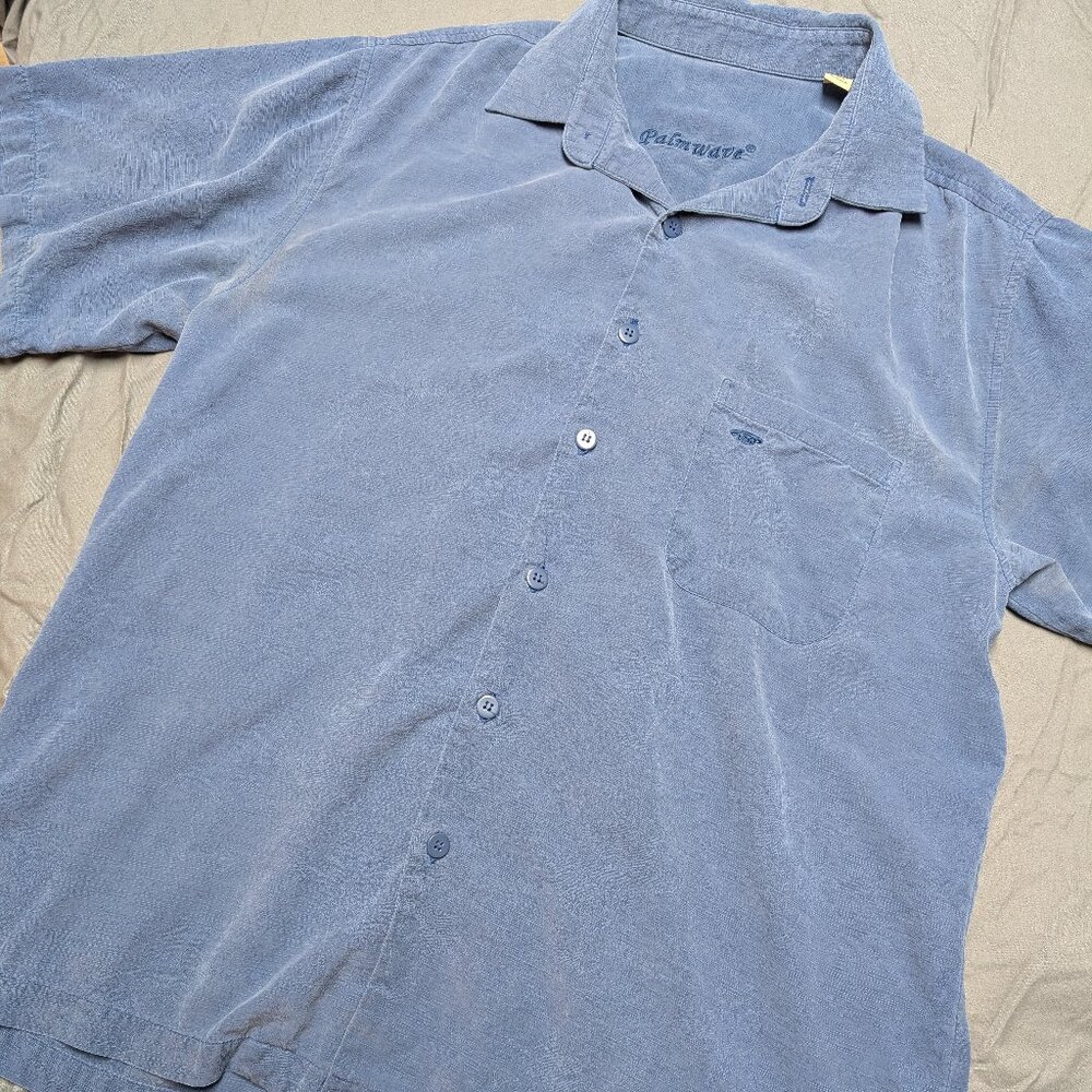 VINTAGE Palmwave 100%Silk Hawaiian Shirt